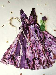 Vestido festa super midi roxo godê - M - loja online