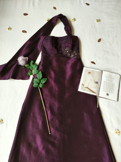 Imagem do Vestido longo roxo escuro de tafetá - P