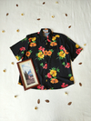 Camisa preta floral vintage - GG