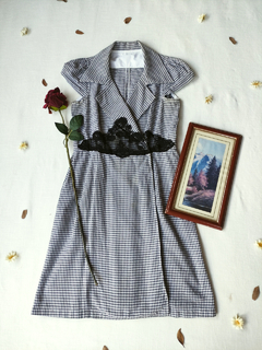 Vestido vintage tubinho transpassado vichy boneca - M na internet