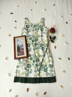 Vestido midi tubinho de algodão floral verde - M