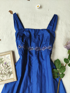 Vestido festa longo azul royal tafetá - G - comprar online