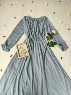 Vestido longo azul lavanda vintage elegante - P/M/G - comprar online