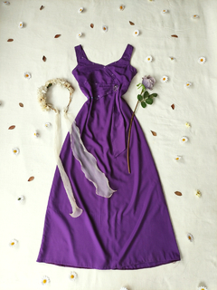 Vestido festa longo/super midi bordado roxo Iris - M