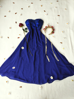 Vestido festa longo azul royal esasê - G