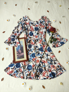 Vestido floral estampado de tiras nas costas - M - Themargare