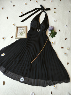 Imagem do Vestido super midi preto plissado - P