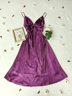 Vestido roxo uva de cetim - M/G - comprar online