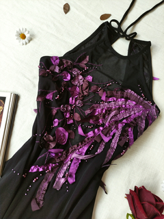 Vestido festa longo preto/roxo de tule e bordado fada - M - comprar online