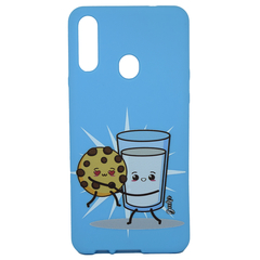 FUNDA SAMSUNG A20S GEEKER TPU FLEXIBLE CELESTE LECHE Y GALLETA