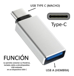 ADAPTADOR OTG USB A USB HEMBRA A USB TIPO C MACHO 3.1 - tienda online