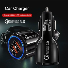 Imagen de CARGADOR AUTO CELULAR DOBLE USB 3.0 V RAPIDA QC 3.1 AMP