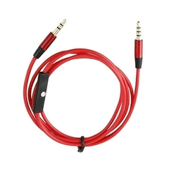 CABLE AUDIO CON MICROFONO 1.5M PLUG A PLUG ROJO PLANO