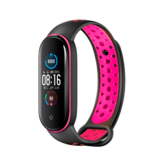 MALLA SILICONA / XIAOMI MI BAND 5 6 NEGRO COMBINADO - DB Store