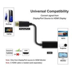 CABLE ADAPTADOR DISPLAYPORT A HDMI 4Kx2K - DB Store