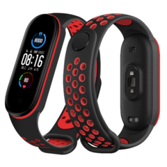 FUNDA MI BAND 3 4 AGUJEREADO NEGRO / ROJO