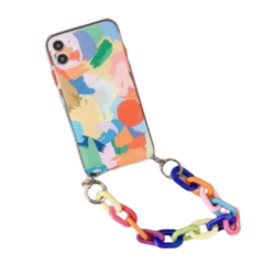 FUNDA P/ IPHONE 7 8 C/ CADENA MULTICOLOR - comprar online