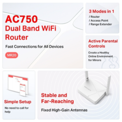 MR20 ROUTER WIR MERCUSYS AC750 DUAL BAND 2 - DB Store