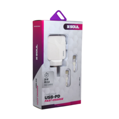 CARGADOR VIAJERO FAST CHARGE USB+PD TYPE-C + CABLE USB C - DB Store