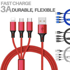 CABLE 3 EN 1 USB A MICRO USB / TIPO C / LIGHTNING