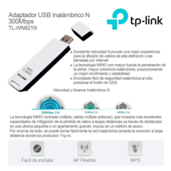 PLACA DE RED USB 300MBS TL-WN821N - tienda online