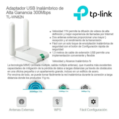 ADAPTADOR INALAMBRICO USB WIFI 300 MBPS TP-LINK TL-WN822N - comprar online