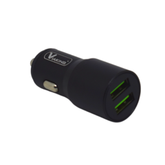 CARGADOR AUTO METALICO CARGA RAPIDA BIDIRECCIONAL 2 PUERTOS USB + CABLE TIPO C