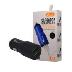 CARGADOR AUTO METALICO CARGA RAPIDA BIDIRECCIONAL 2 PUERTOS USB + CABLE TIPO C - tienda online