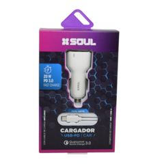 CARGADOR DE AUTO USB+PD FAST CHARGE + CABLE MICRO USB - DB Store