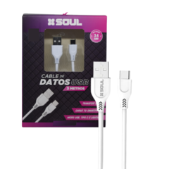 CABLE TIPO C USB 3 METROS 3.4 AMP - tienda online