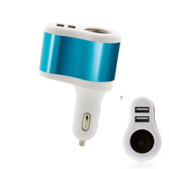 CARGADOR AUTO 3.1A 12V 3 EN 1 DOS USB AZUL - comprar online