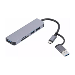 HUB 5 EN 1 TIPO C + USB A USB 3.0 + USB 2.0 + SD/TF CQT-2302