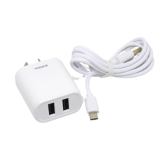 CARGADOR DE PARED SOUL MICRO USB + 2 SLOT USB 2.4A BLANCO CVQ-XUSB2M en internet