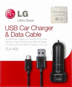 CARGADOR CELULAR AUTO 12V LG CLA-400 CABLE Y CARGADOR USB - comprar online
