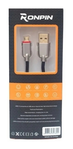 CABLE CELULAR MICRO USB CARGA RAPIDA RONPIN MALLADO - DB Store