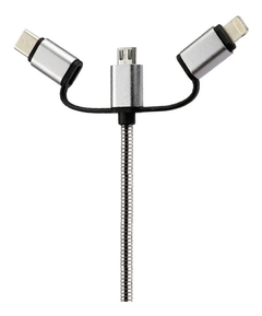 CABLE USB 3 EN 1 FULL METAL NEGRO - comprar online