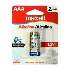 PILAS AAA ALCALINAS MAXELL SIN MERCURIO 1.5V PACK X 2