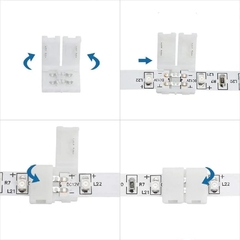 CONECTOR PARA UNIR TIRA LED 5050 RGB DOBLE HEBILLA 2 PINES - tienda online