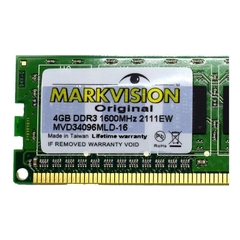 MEMORIA DDR3 MARKVISION 4G 1600 MHZ 1.5V PC - comprar online