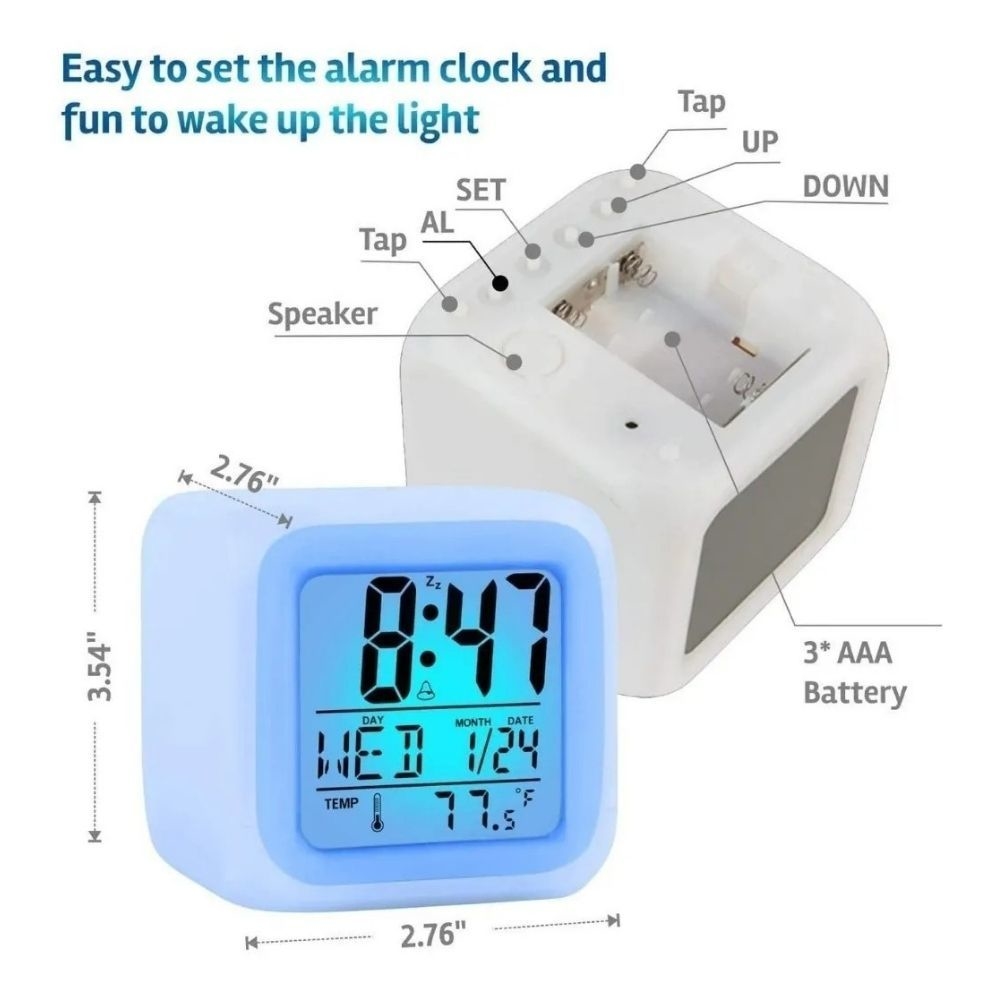 Reloj Digital Suono Cubo Luces Led Alarma Despertador Temperatura A solo  2200 pesos - Diseño Moderno. - Va cambiando progresivamente de…