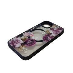 FUNDA MAGSAFE IPHONE 13 FLORES NEGRO - comprar online