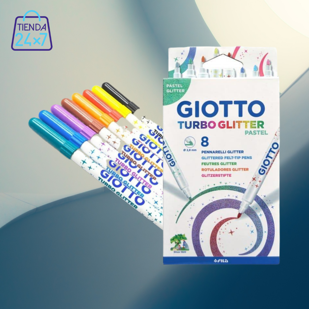 Rotulador Giotto Turbo Glitter Purpurina Caja de 8 Unidades