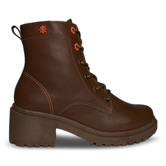 Bota Conforto New Face Whisky/Laranja Com Cadarços Couro