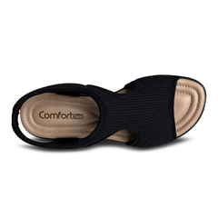 Sandália Comfortflex Preta Lycra Com Tiras Acopladas - WN Shoes