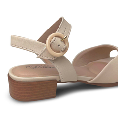 Sandália Modare Ultraconforto Creme Peep Toe Tira Fina Com Fivela - WN Shoes
