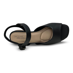 Sandália Modare Ultraconforto Preta Peep Toe Tira Fina Com Fivela - WN Shoes