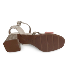 Sandália Modare Ultraconforto Salto Bloco Dourado/Multicor Com Fivela - WN Shoes