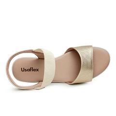 Sandália Conforto Usaflex Plataforma Ouro Light Com Elástico - WN Shoes
