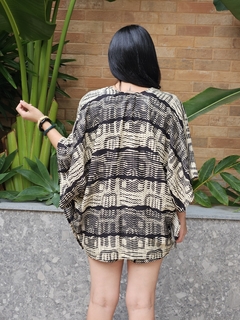 Conjunto de kimono com Short Viscose 21090 Estampado fundo Bege e Preto na internet