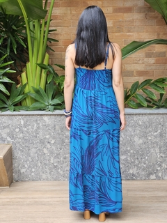 Vestido FABI alça 3 babados 21088 Estampado Azul - comprar online